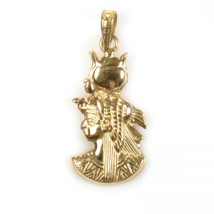 18K Gold Small Queen Cleopatra Pendant