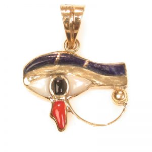 18k gold Eye of Horus with precious stones
