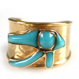 Turquoise Eye of Horus 18K Gold Ring