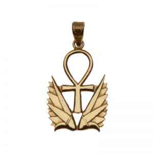 18K Gold Key of like with Two Lotus Pendant
