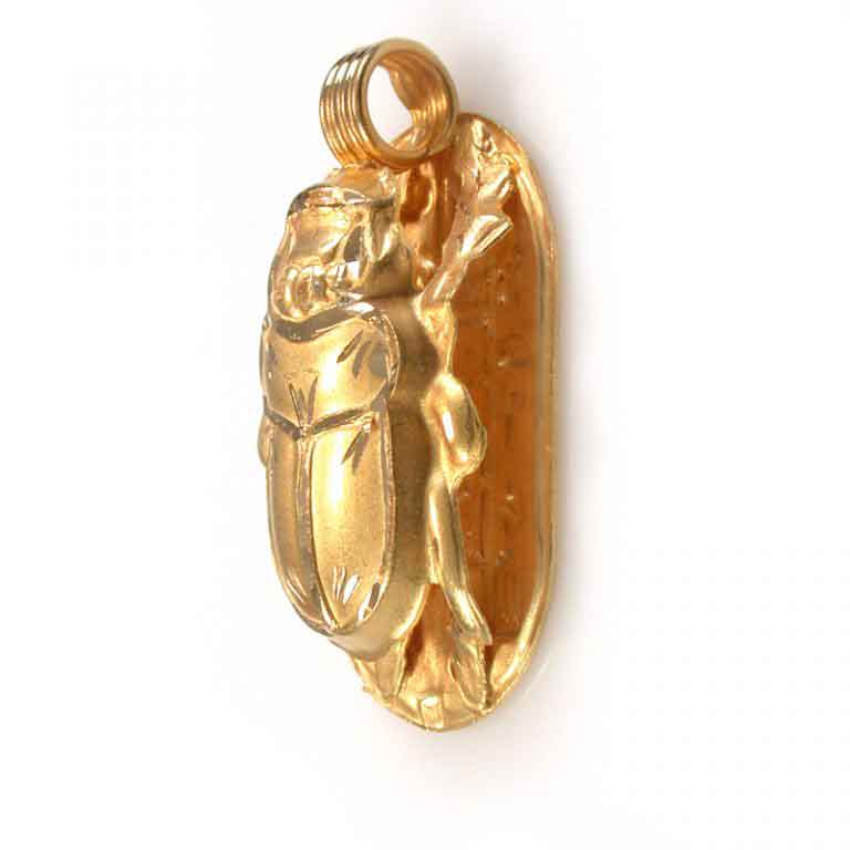 Broche/Pendentif égyptien Scarabée - Argenté Et Doré, Style Antique Pharaonique, Occasion