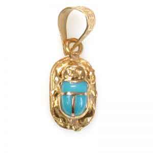 Egyptian Jewelry 18K Gold Scarab with precious stones