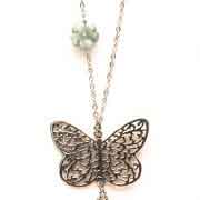 Butterfly silver necklace with semi-precious colored stones