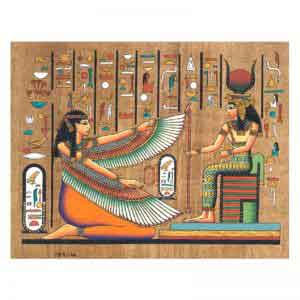 Goddesses Ma’at and Hathor papyrus