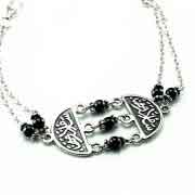 'Peace and happiness' silver bracelet with Onix stones