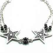 Silver stars bracelet with Garnet stones