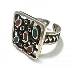 Spanish design silver ring with stones