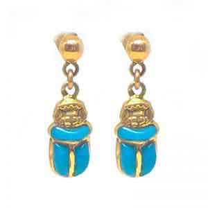18K gold Scarab Earrings with stone