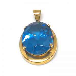 Blue topaz gemstone 18K gold pendant
