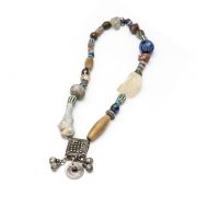 Old silver necklace with different gemstones
