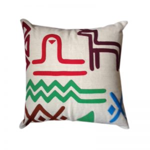 Multi colour Contemporary Egyptian Appliqué Throw Pillow Cover, inspired by traditional Nubian Motifs