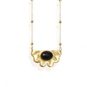 Egyptian fan necklace with agate stone (18k gold plated finish)