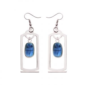 scarab cartouche earring platinum plated